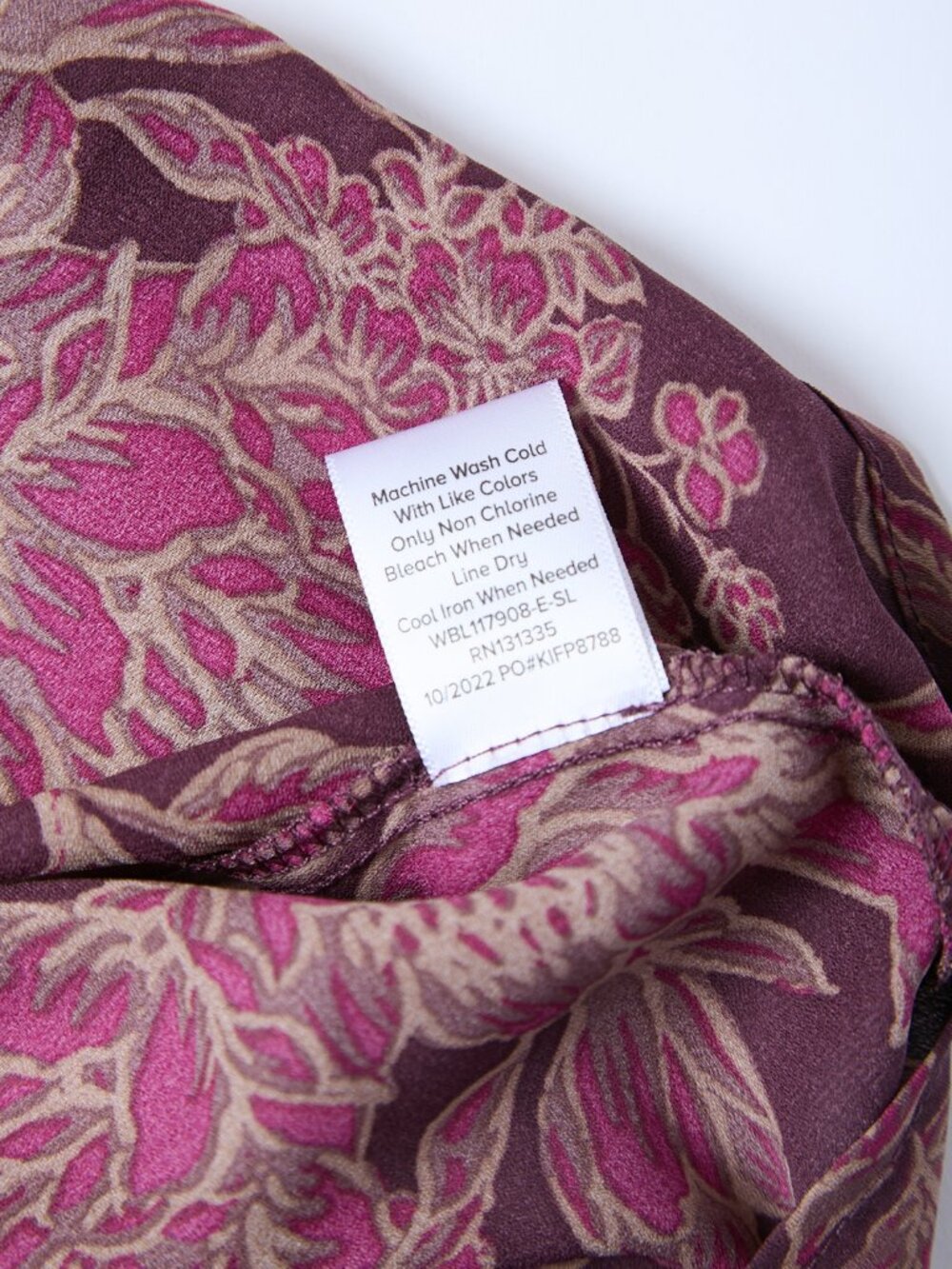 Evereve Mindie Tie Front Long Sleeve Floral Print Plum Lightweight Blouse Small - Picture 8 of 10